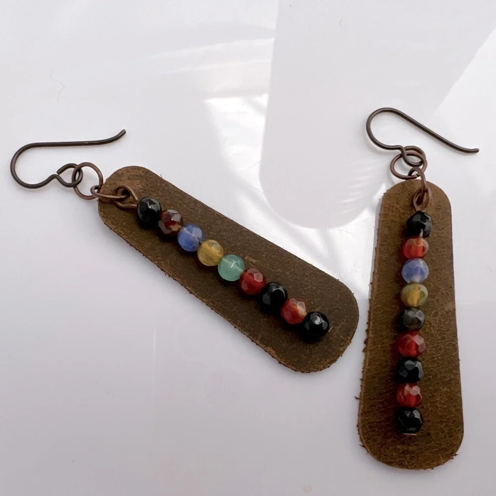 BEADED Leather Earrings